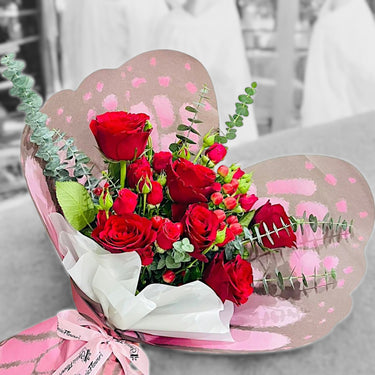 Red Rose Hypericum Bouquet